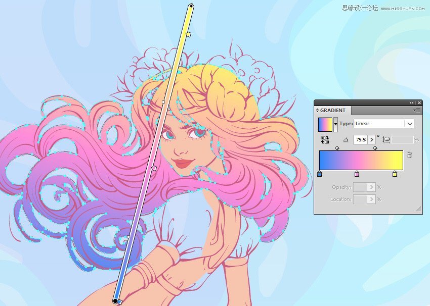 Illustrator绘制唯美的水彩美人鱼插图