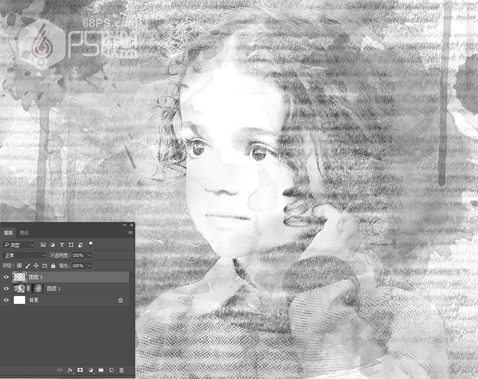 Photoshop快速把儿童照片转成水彩画效果