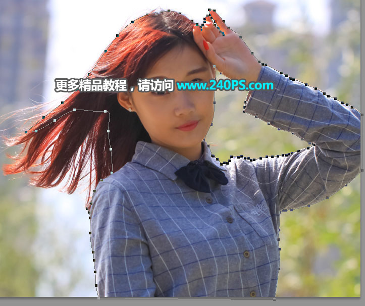 Photoshop抠出受光不均的人像红发丝