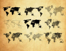 世界版图和世界地图PS笔刷