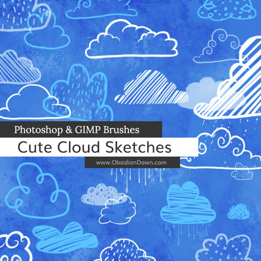 卡通手绘云彩和云朵PS笔刷