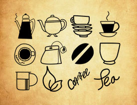 咖啡杯和茶壶图形PS笔刷