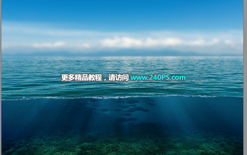 Photoshop合成海洋中漂浮的漂流瓶教程