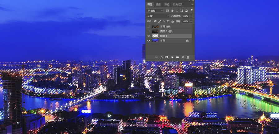 Photoshop快速调出金属主题风格的城市照片