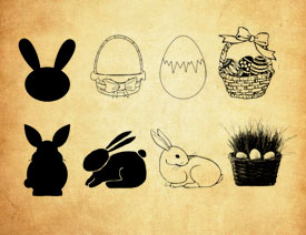 复活节菜单和兔子图标PS笔刷