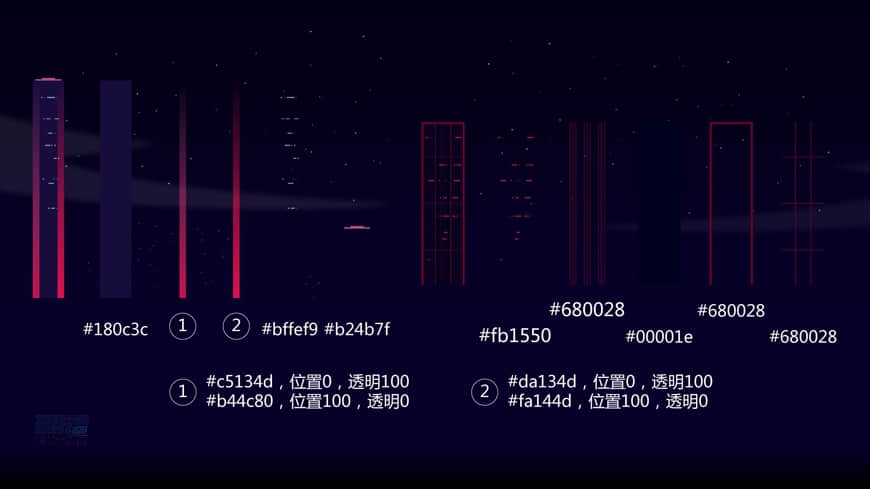 Illustrator绘制时尚绚丽的城市夜景插画