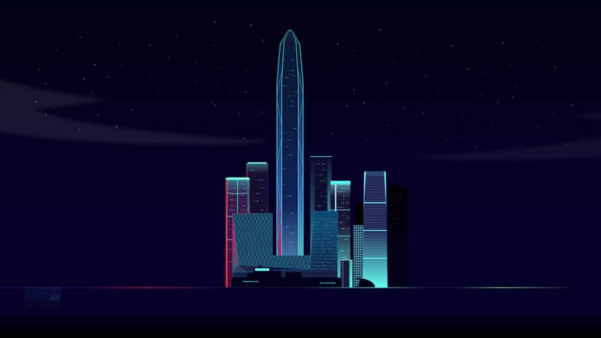 Illustrator绘制时尚绚丽的城市夜景插画