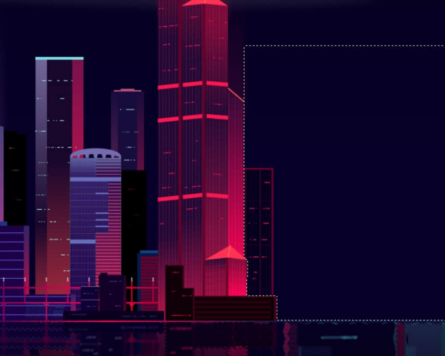 Illustrator绘制时尚绚丽的城市夜景插画