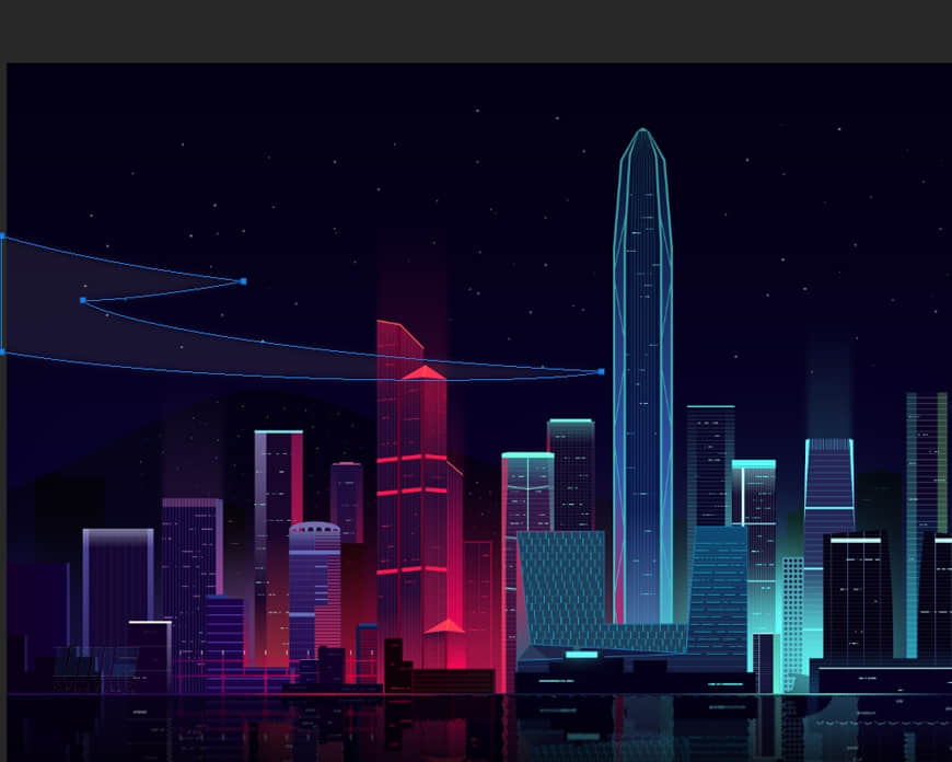 Illustrator绘制时尚绚丽的城市夜景插画