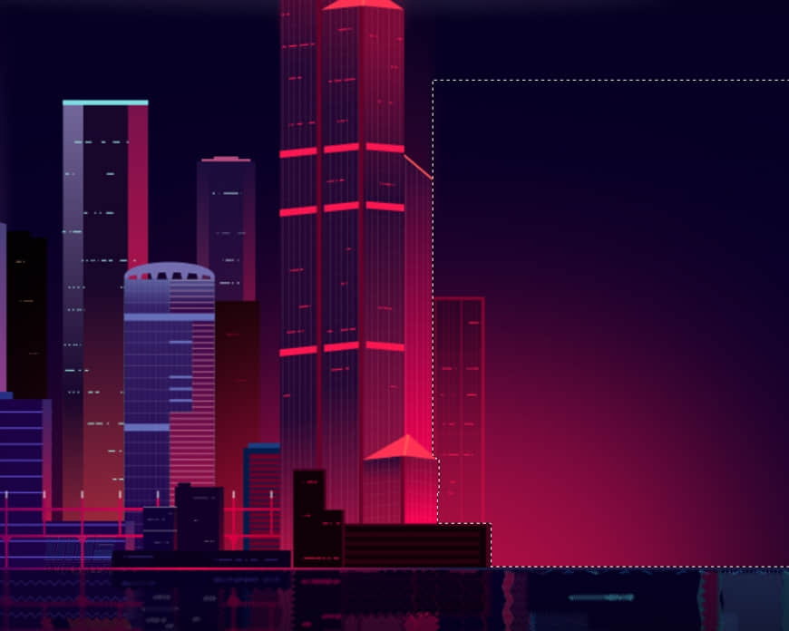 Illustrator绘制时尚绚丽的城市夜景插画