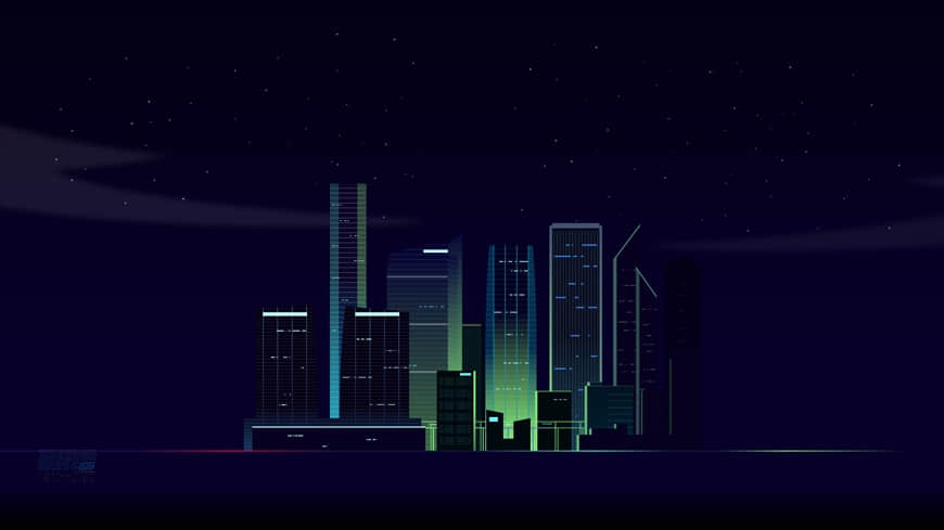 Illustrator绘制时尚绚丽的城市夜景插画