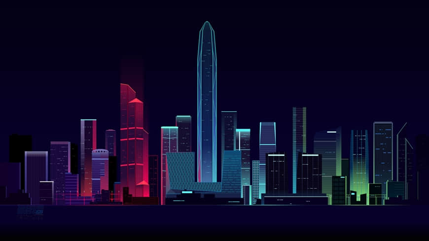Illustrator绘制时尚绚丽的城市夜景插画