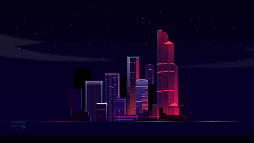 Illustrator绘制时尚绚丽的城市夜景插画