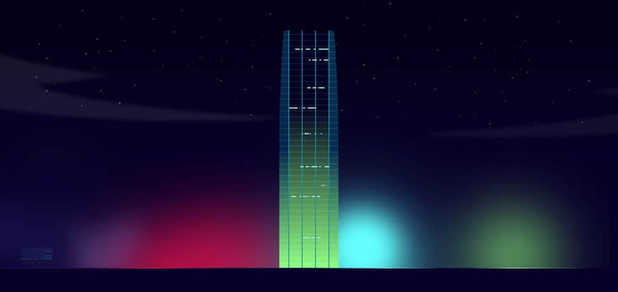 Illustrator绘制时尚绚丽的城市夜景插画