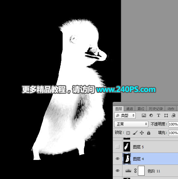 Photoshop使用通道工具抠出毛茸茸的小鸭子