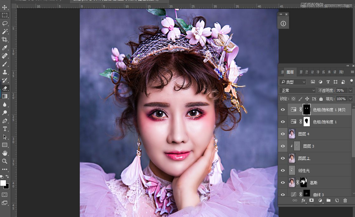 Photoshop给人像美女照片后期精修和润色