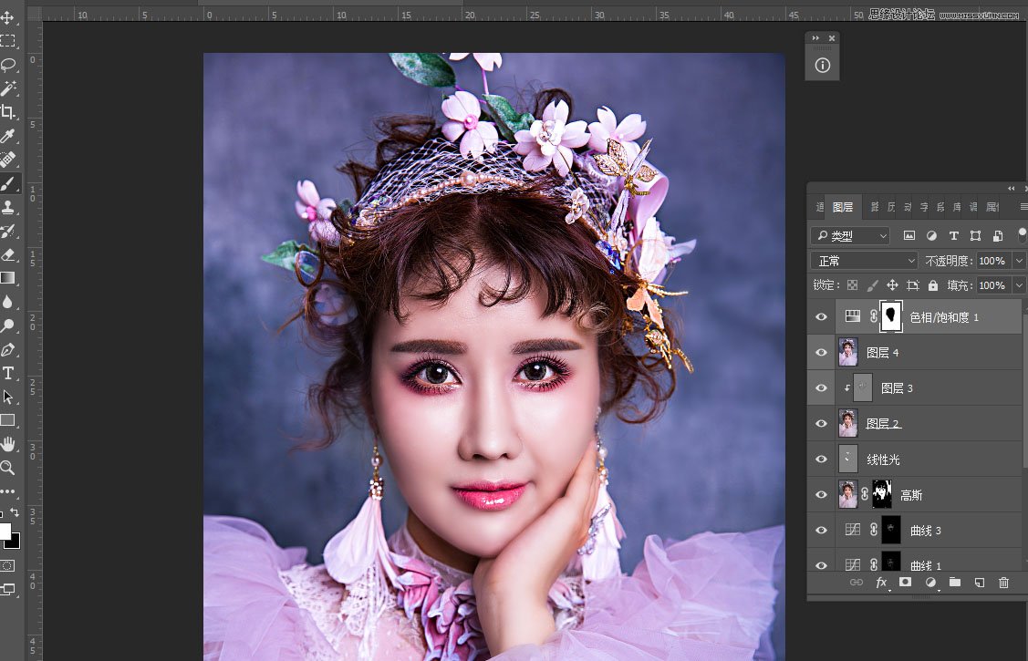 Photoshop给人像美女照片后期精修和润色