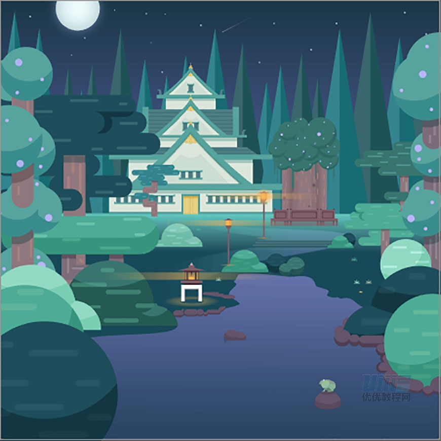 Illustrator绘制扁平化风格的森林插画教程