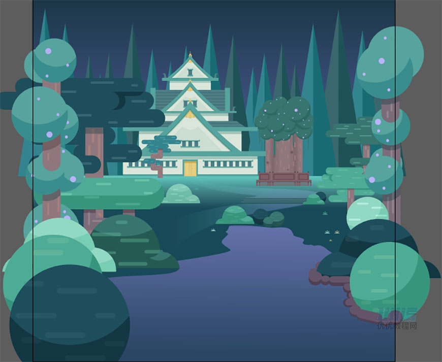 Illustrator绘制扁平化风格的森林插画教程