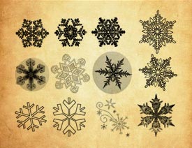 冬季雪花形状和图形PS笔刷