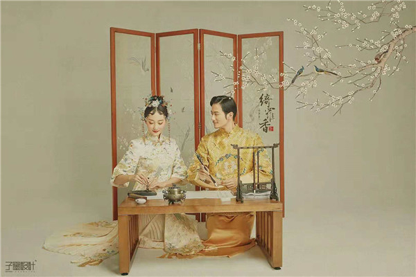 中国风古典风格的婚纱人像后期作品