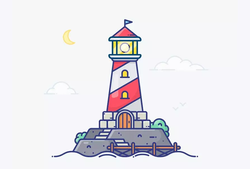 灯塔绘制:AI绘制的灯塔插画