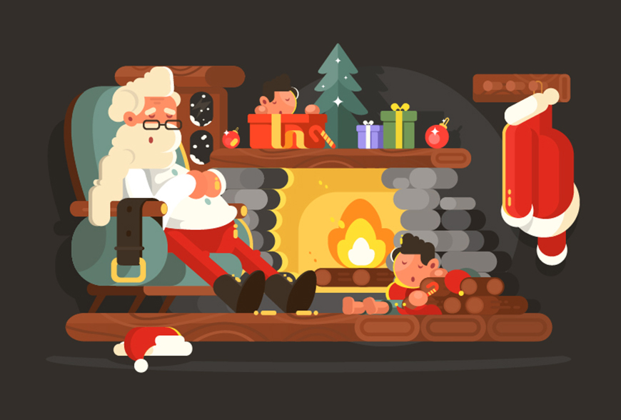 圣诞插画：AI绘制简约风格圣诞节插画