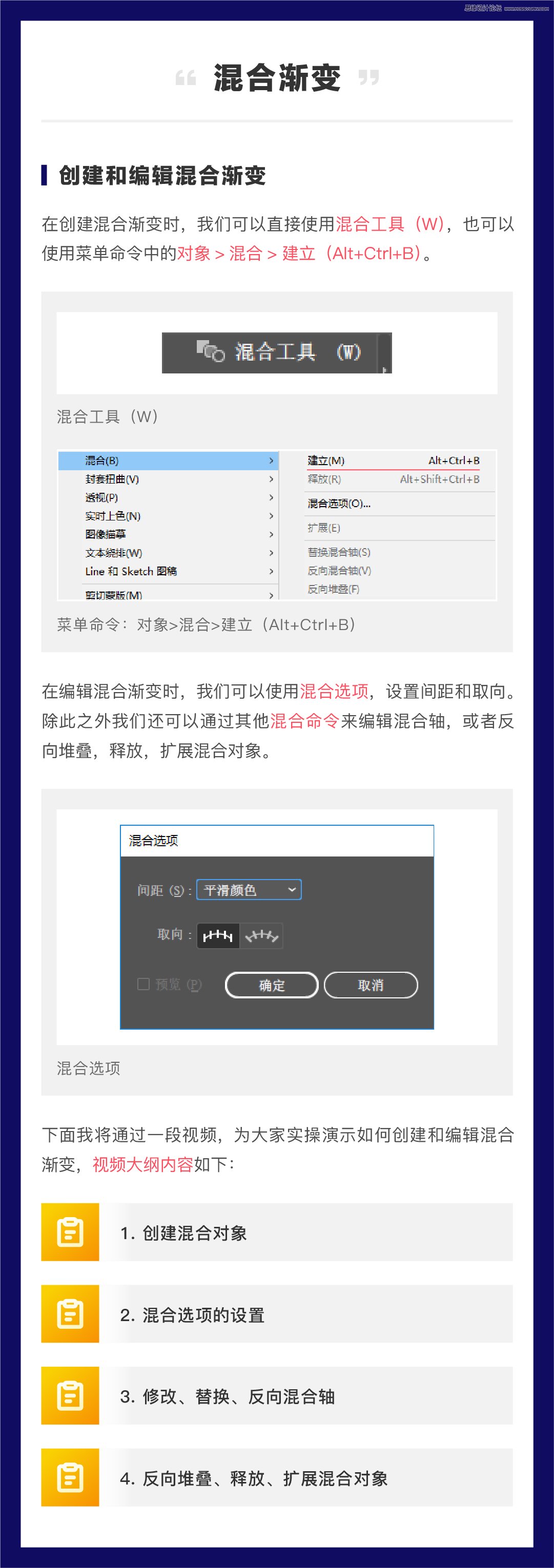 详解AI网格渐变和混合渐变原理及使用