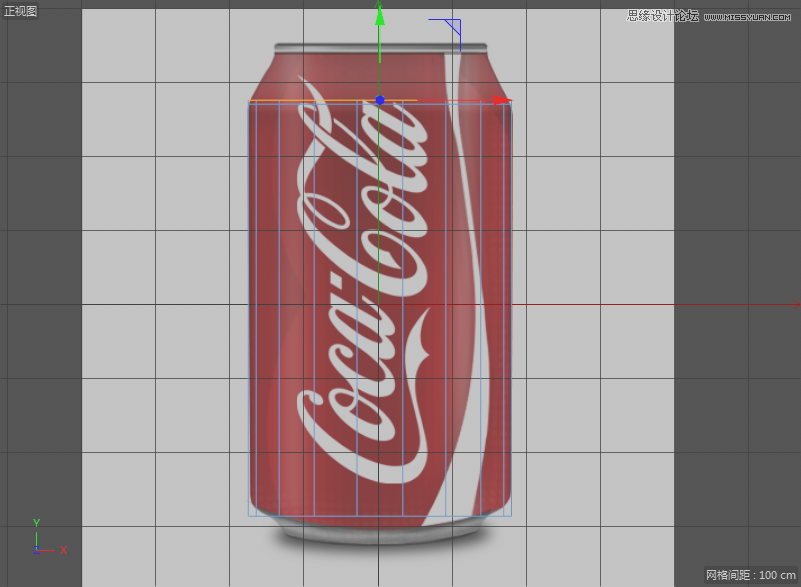 C4D制作逼真的可口可乐易拉罐模型,PS教程   width="801" height="587" src="http://www.missyuan.net/uploads/allimg/190304/1551304532-8.png" /></p><p>Tips：被选中的部分会呈现为黄色。</p><p>7.按住Ctrl键，向上拖曳出一小块，并按【T】键切换到缩放工具，点击空白处同时向内拖曳鼠标，进行等比例缩放。</p><img alt=