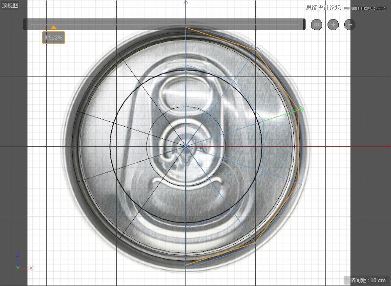 C4D制作逼真的可口可乐易拉罐模型,PS教程   width="801" height="587" src="http://www.missyuan.net/uploads/allimg/190304/1551301M1-41.png" /></p><p>14.按【K+L】键进行“循环切割”，增加线段，效果如下图所示。</p><img alt=