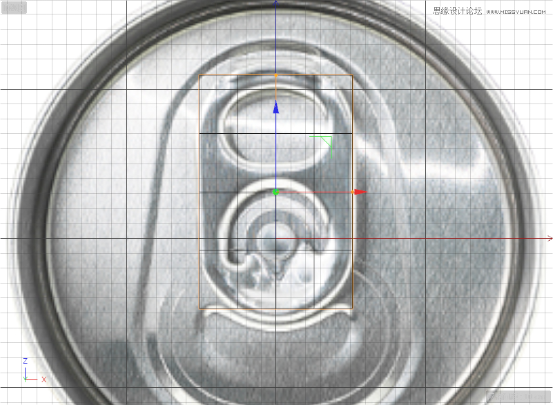 C4D制作逼真的可口可乐易拉罐模型,PS教程   width="410" height="438" src="http://www.missyuan.net/uploads/allimg/190304/1551301447-77.png" /></p><p>2.在顶视图模式下，选中“平面”，按【T】键调整大小，按【E】键调整位置，使其与参考图相吻合。</p><img alt=