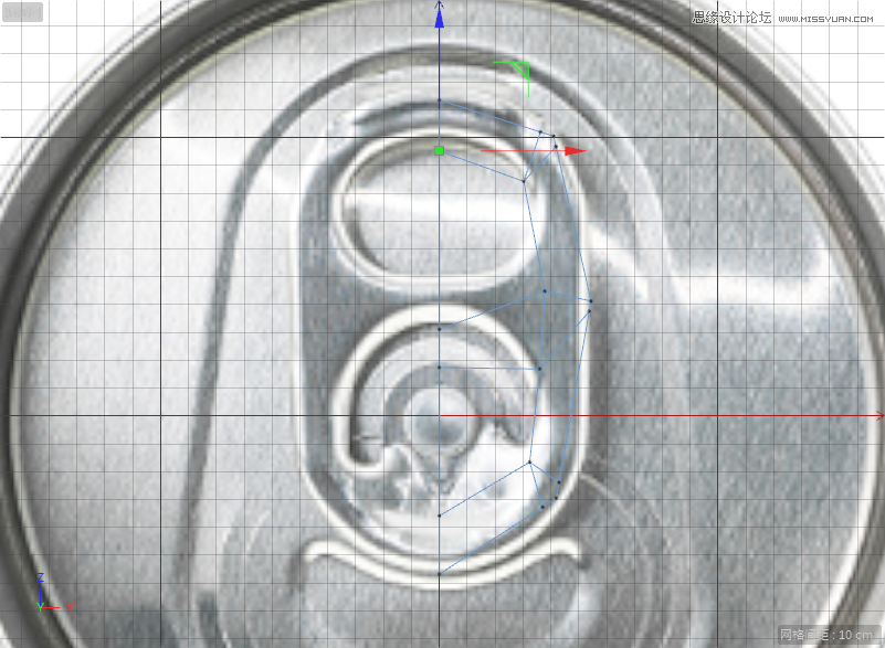 C4D制作逼真的可口可乐易拉罐模型,PS教程   width="801" height="587" src="http://www.missyuan.net/uploads/allimg/190304/1551304O8-85.png" /></p><p>7.调整点的位置，使其与参考图中的瓶起形状相吻合，效果如下图所示。</p><img alt=