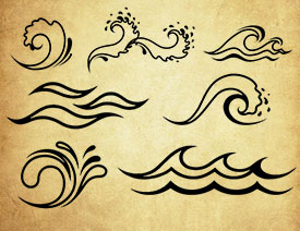 手绘海浪和波浪PS笔刷