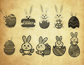 卡通兔子和彩蛋PS笔刷
