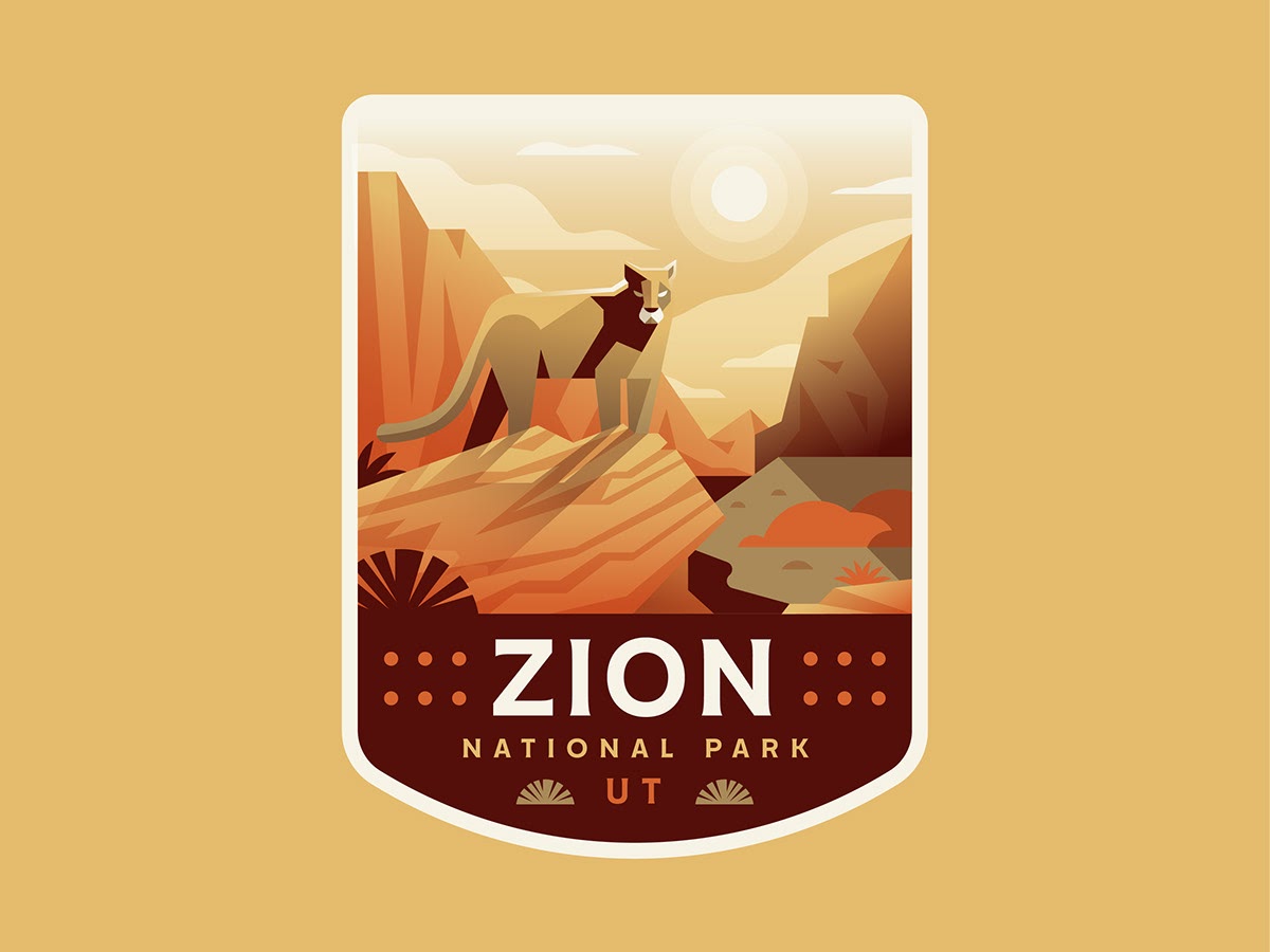 低多边形风格的美国国家公园插画设计