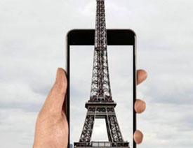 Photoshop制作巴黎铁塔钻出手机屏幕效果