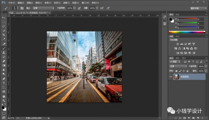Photoshop制作复古风格的城市街道